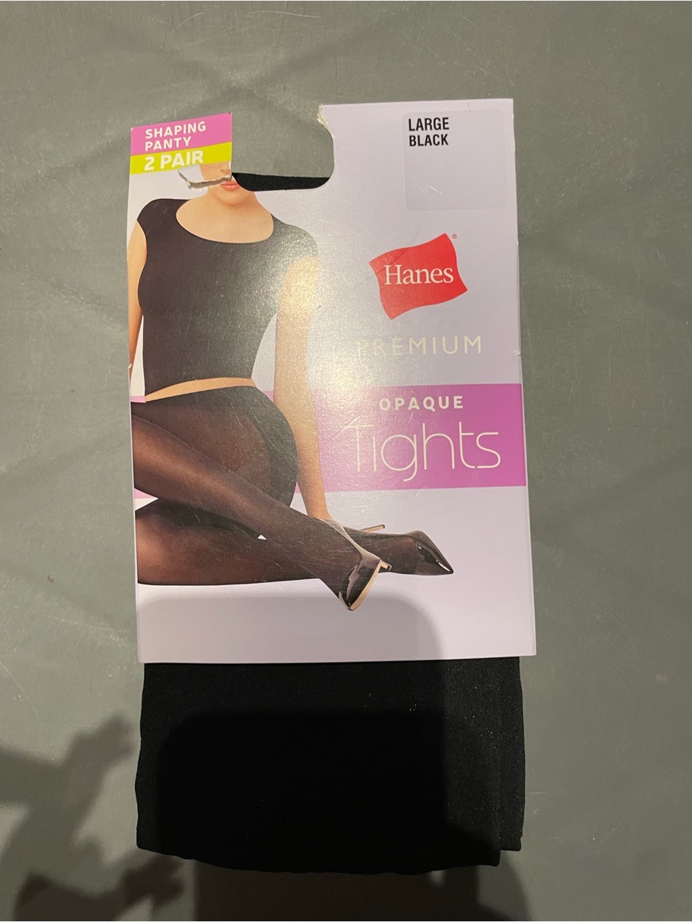 Hanes Premium Women Shaping Panty 2pk Opaque Tights Black Large New